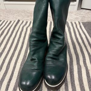 Halmanera Magda green leather boots